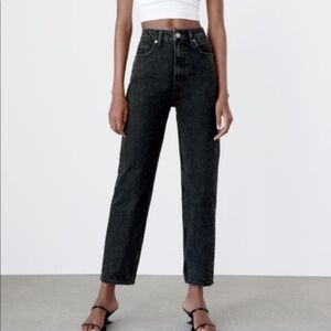 NWT Zara Black High-Waisted Mom Jeans